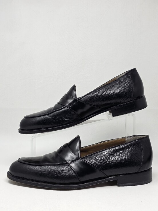Johnston Murphy Men Italian Black Leather Penny Loafers Slip-on Size 9 Pre-owned main image 5